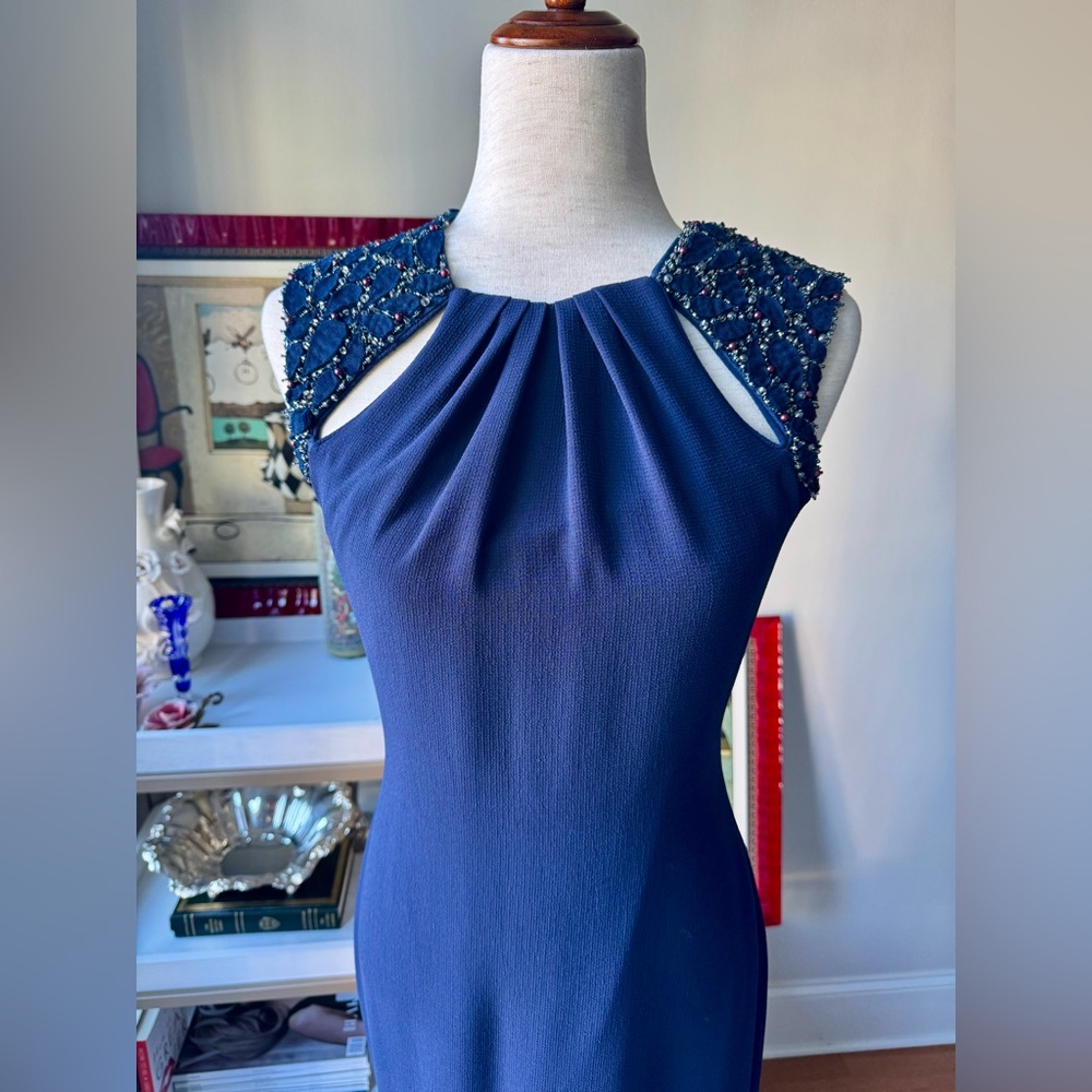 Badgley Mischka Navy Maxi Dress - Picture 2 of 11